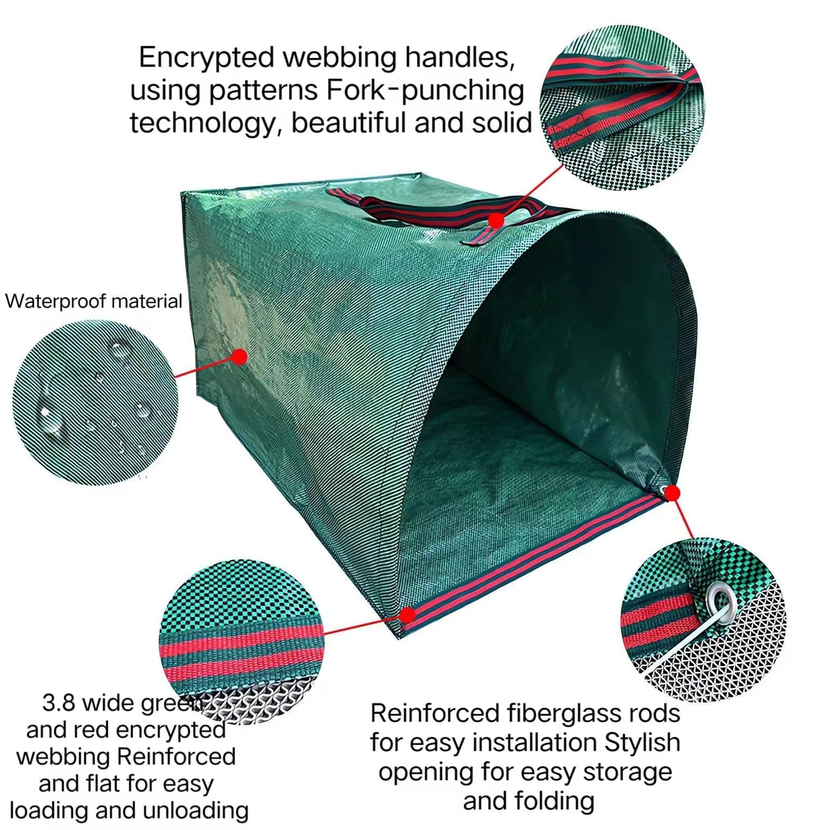 RISETEX dustpan-style yard bag for quick leaf collection.