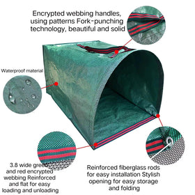 RISETEX dustpan-style yard bag for quick leaf collection.