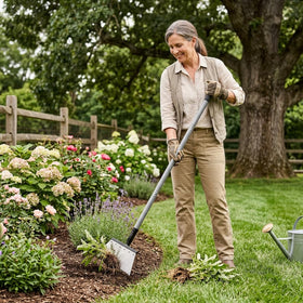 RISETEX ergonomic long handle reduces strain during use