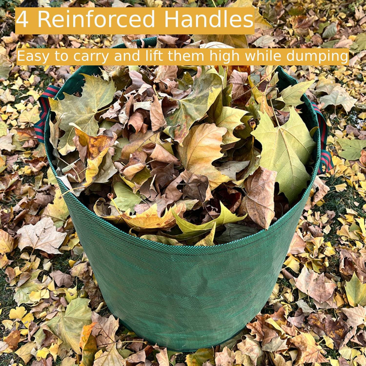 RISETEX durable leaf bag with four handles ready for heavy clippings