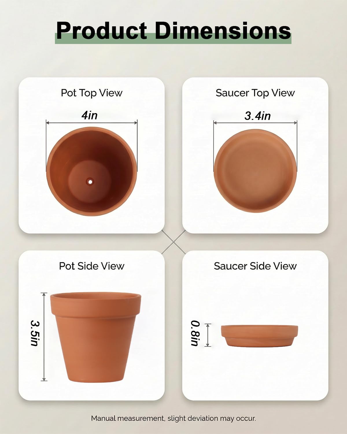 Riseuvo 6 pack of terracotta pots ideal for windowsills and herb planting.