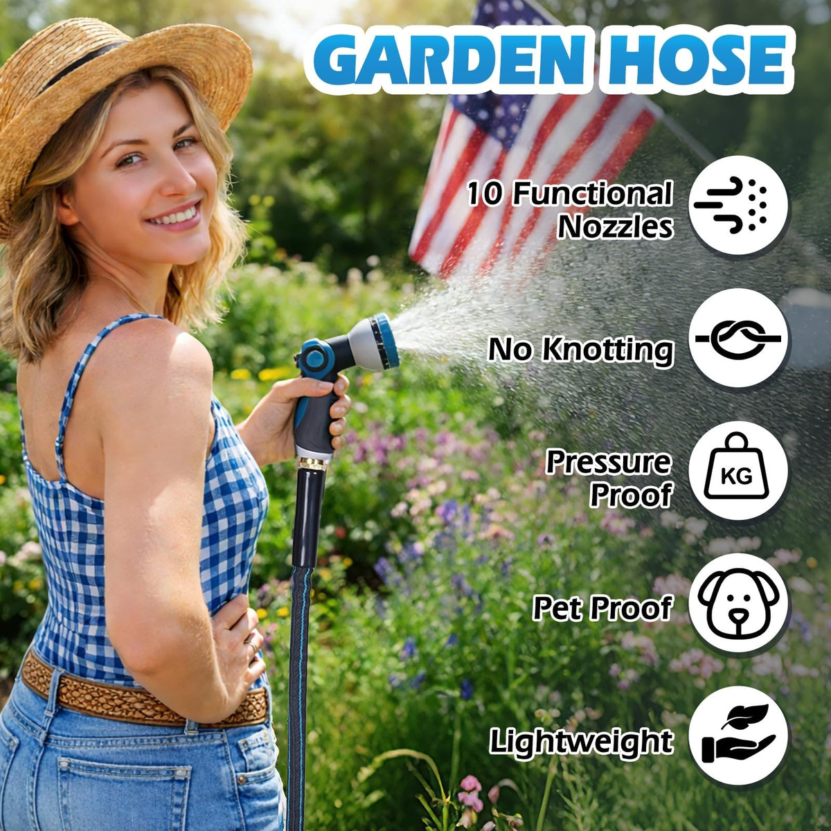 Riskhero kink-free design gliding around trees during watering.