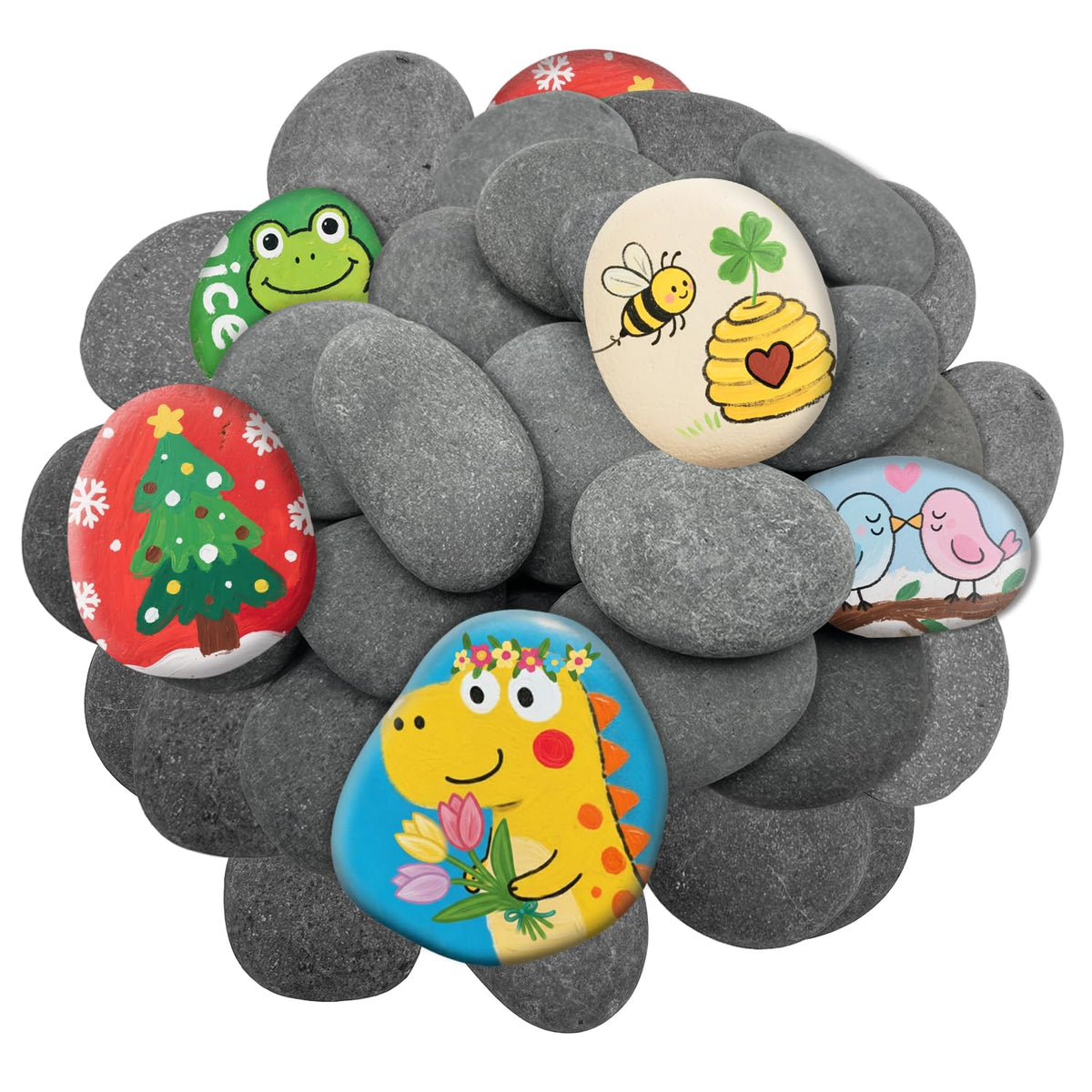 RITOLLO river rocks 26pcs for painting; 2-3 inch flat-smooth stones
