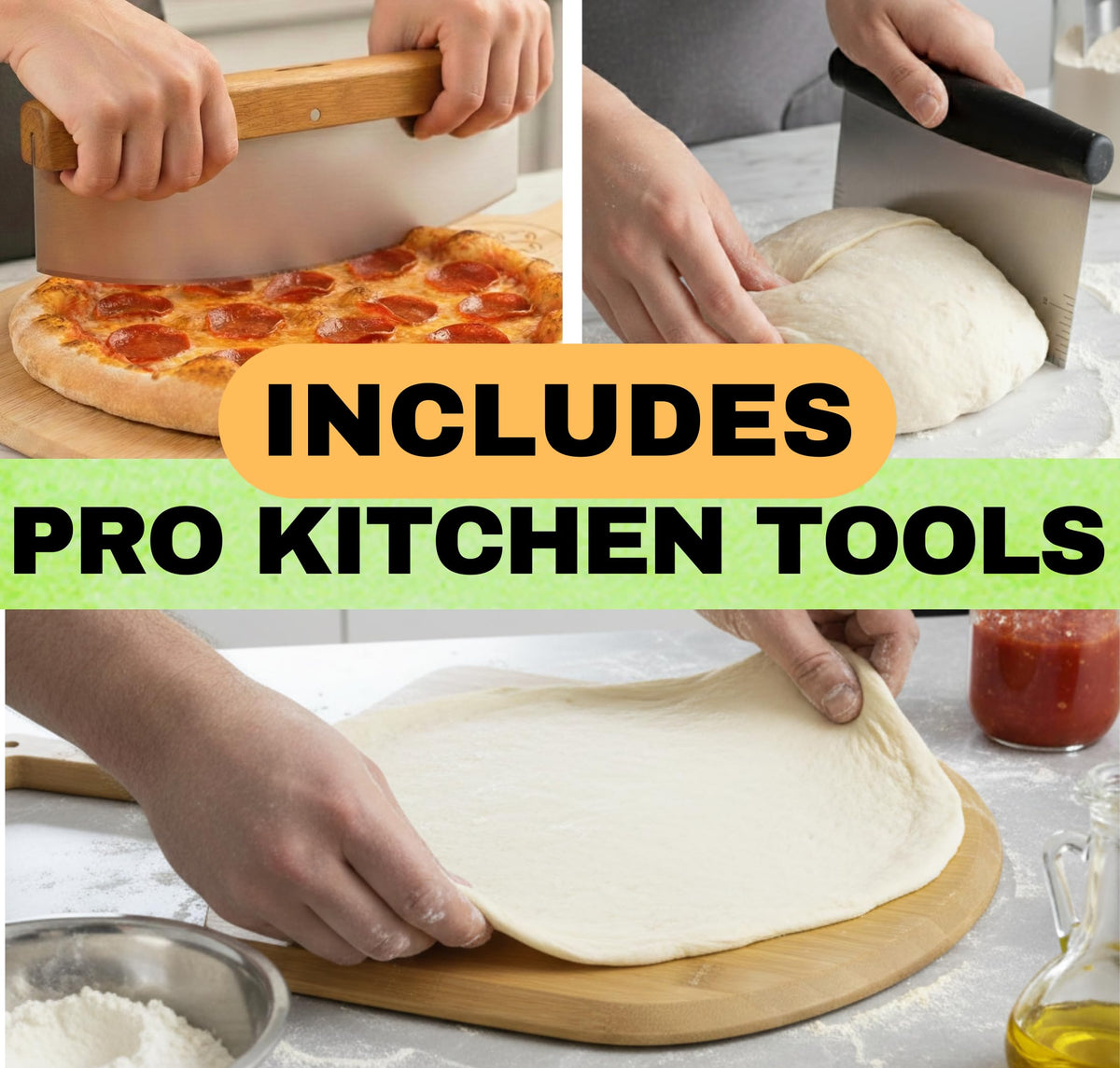Ritual Life wood pizza peel assists smooth transfer of pie from stone to plate