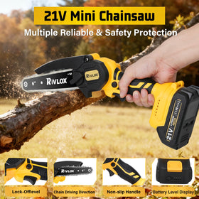 Rivlox Mini Chainsaw 6inch guide rail enables accurate cuts.