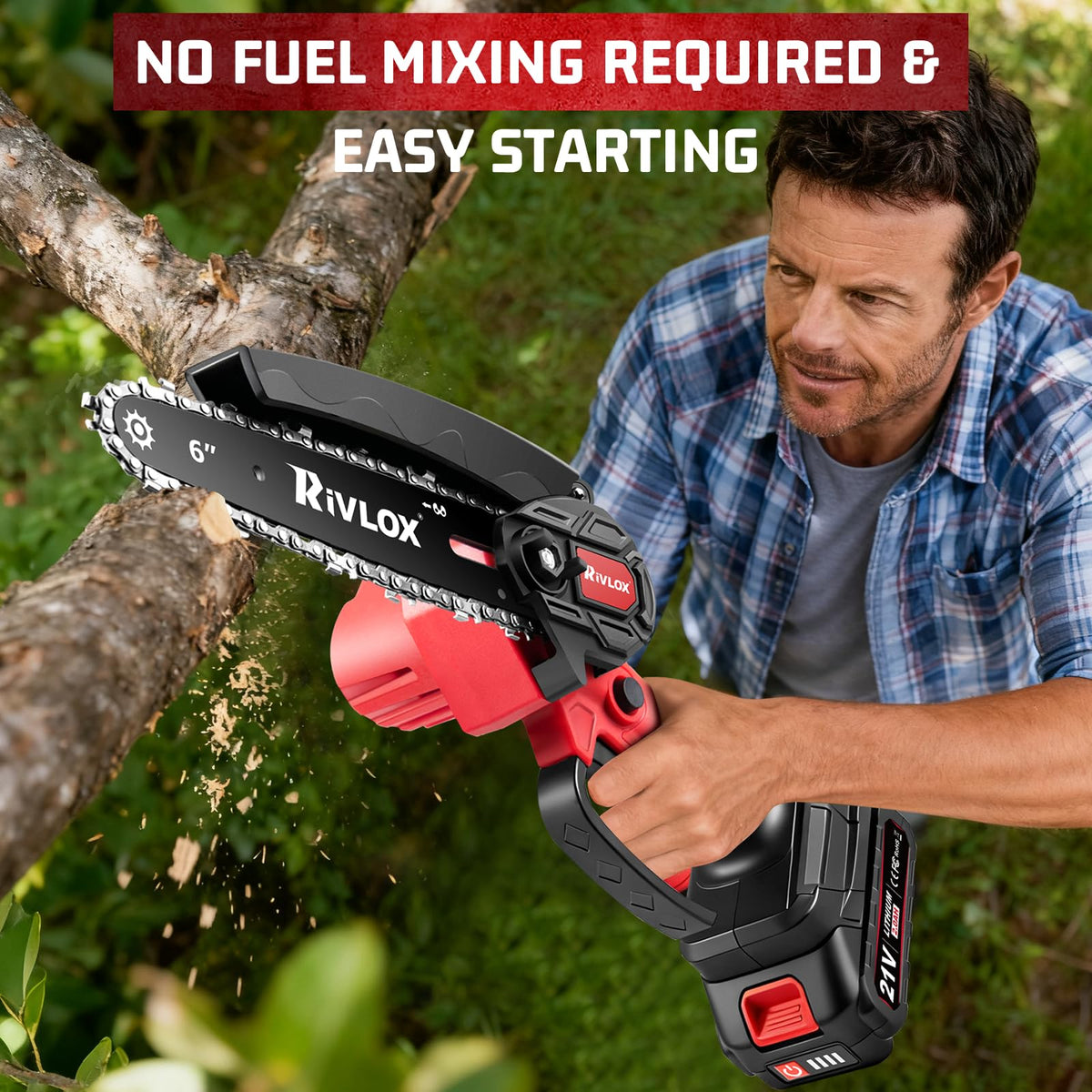 Rivlox Mini Chainsaw kit contents arranged for immediate use
