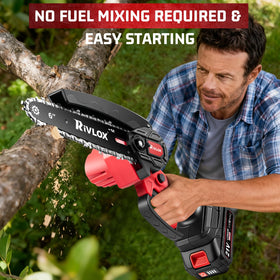 Rivlox Mini Chainsaw kit contents arranged for immediate use
