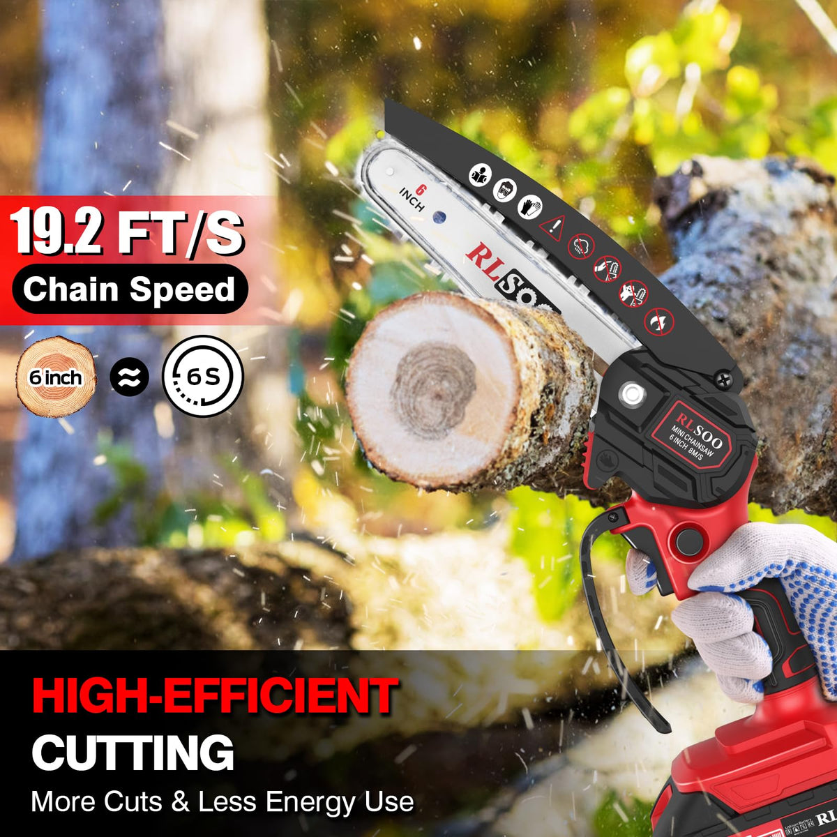 RLSOO cordless chainsaw motor delivers smooth power for reliable pruning.