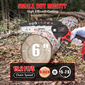 RLSOO mini chainsaw lightweight handle enables one-handed use for seniors.