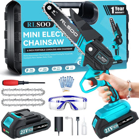RLSOO mini chainsaw 6in motor provides powerful cutting for quick garden pruning.