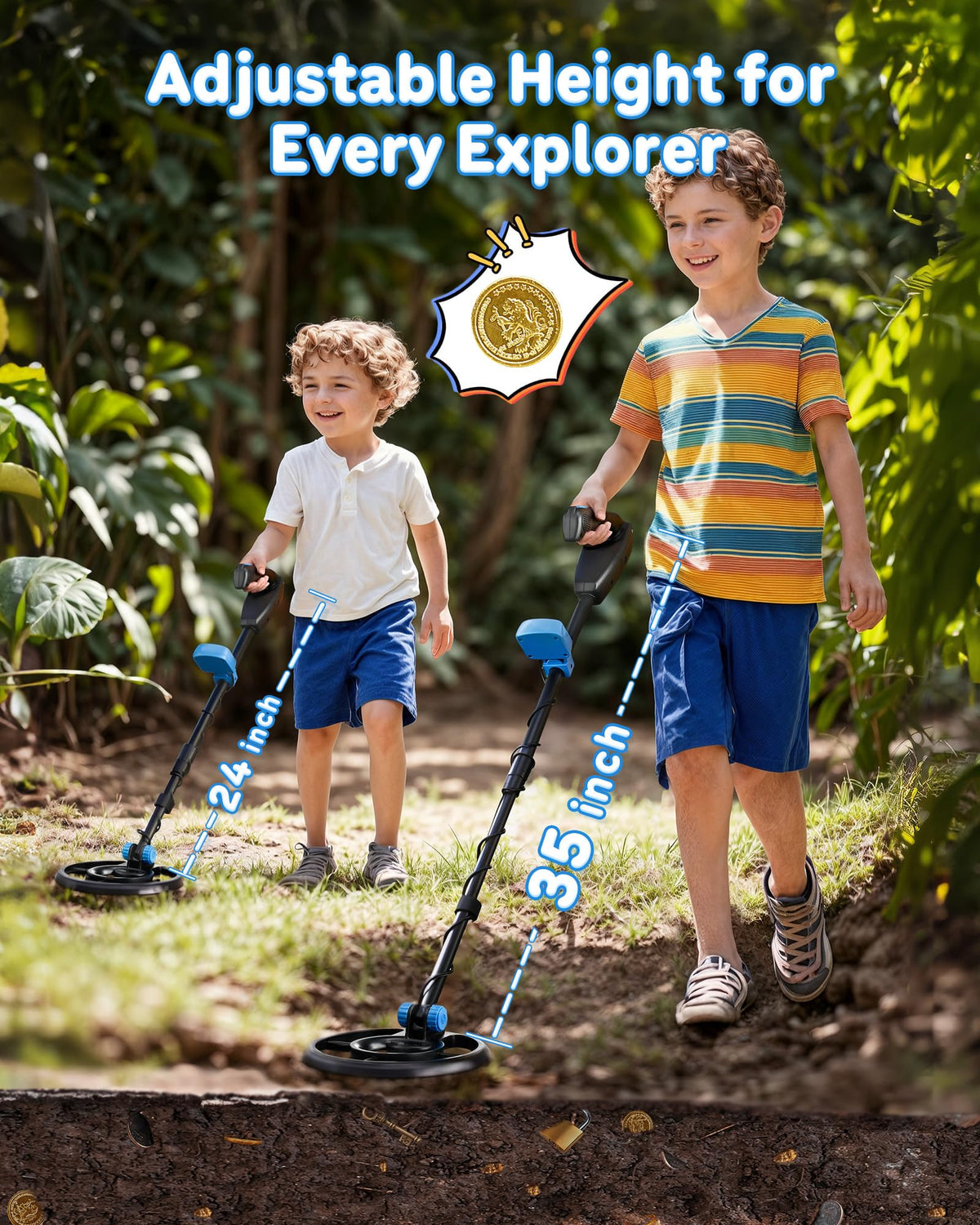 RM Ricomax kids metal detector adjustable stem fits growing explorers