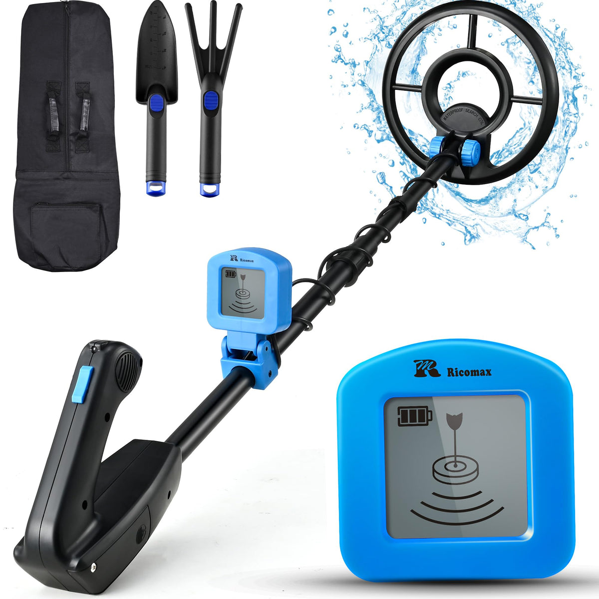 RM Ricomax kids metal detector with 7.4-inch coil guides treasure hunts