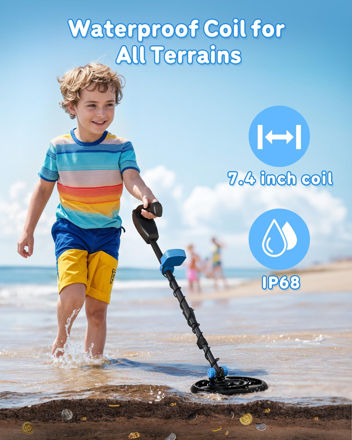 RM Ricomax kids metal detector LCD display guides young explorers to targets