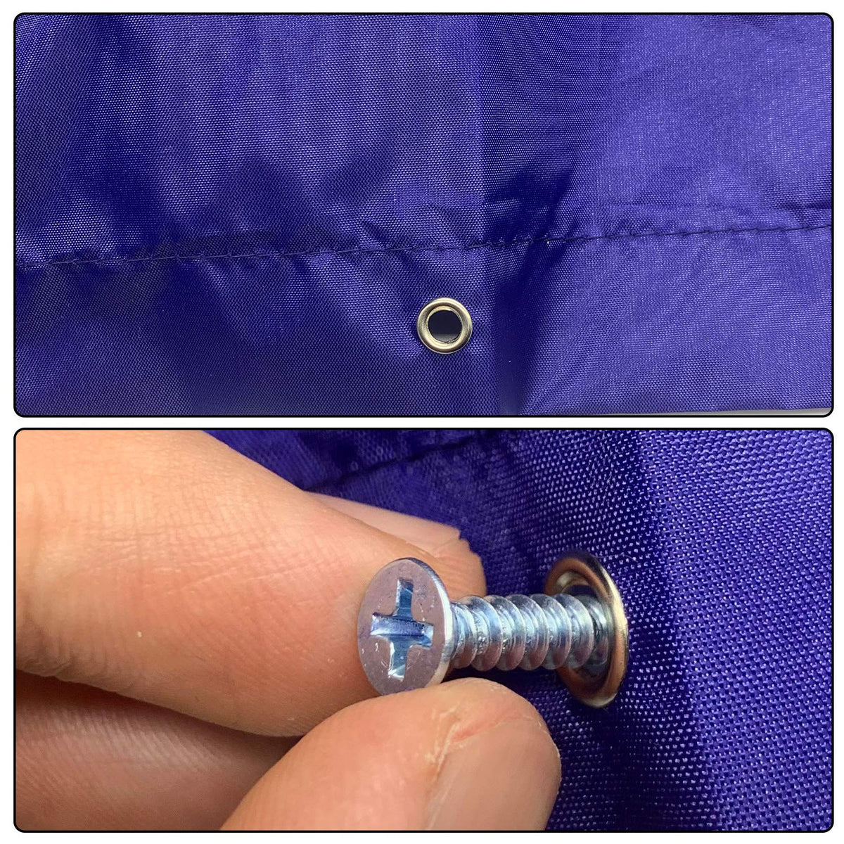 RM tarp close-up stitching showcases durability and quality