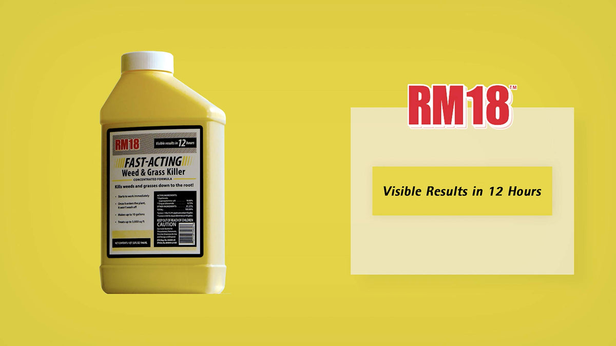 RM18 32-ounce bottle shown with spray nozzle for even application.