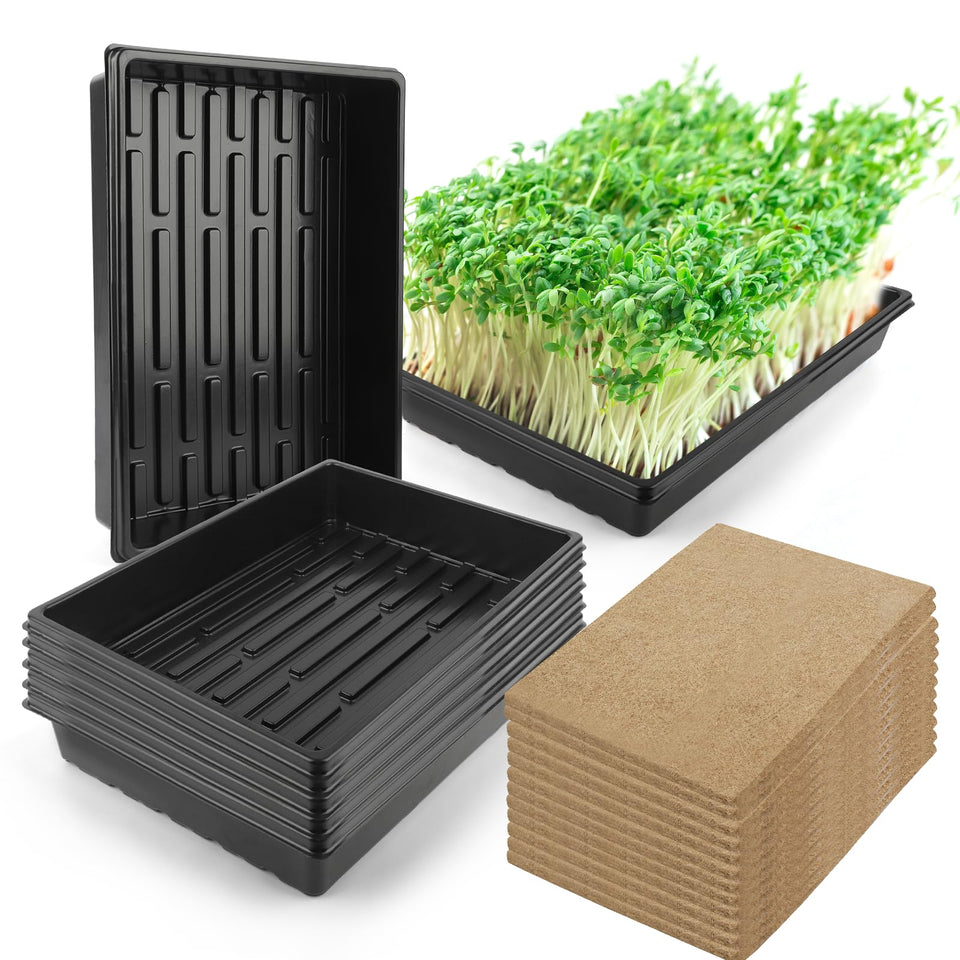 RMBHM Microgreens Trays Kit – six sturdy trays for seed starting at home.