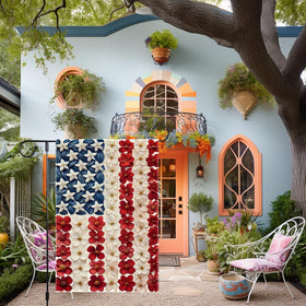 RMXJKIIU garden flag blue petal stars adds festive color to porch or yard.