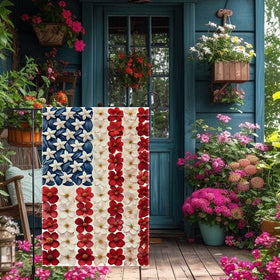 RMXJKIIU garden flag burlap texture offers rustic charm and durability.