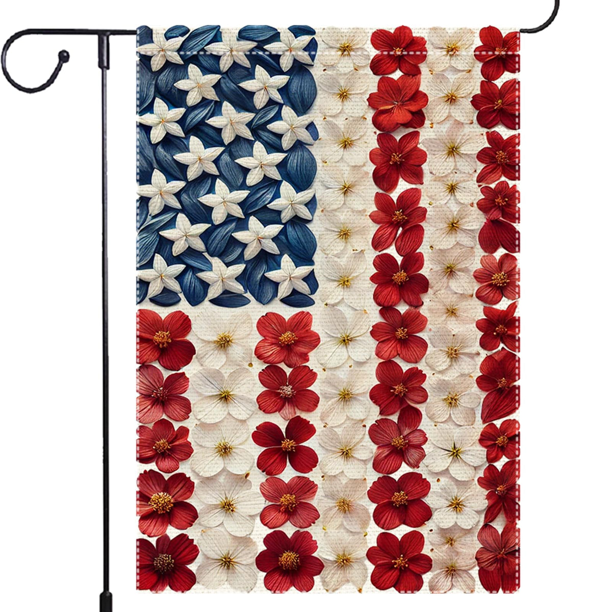 RMXJKIIU garden flag with patriotic floral design decorates outdoor spaces beautifully.