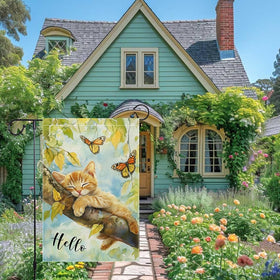 RMXJKIIU Hello Spring Garden Flag fits 12x18 flag stands in gardens.
