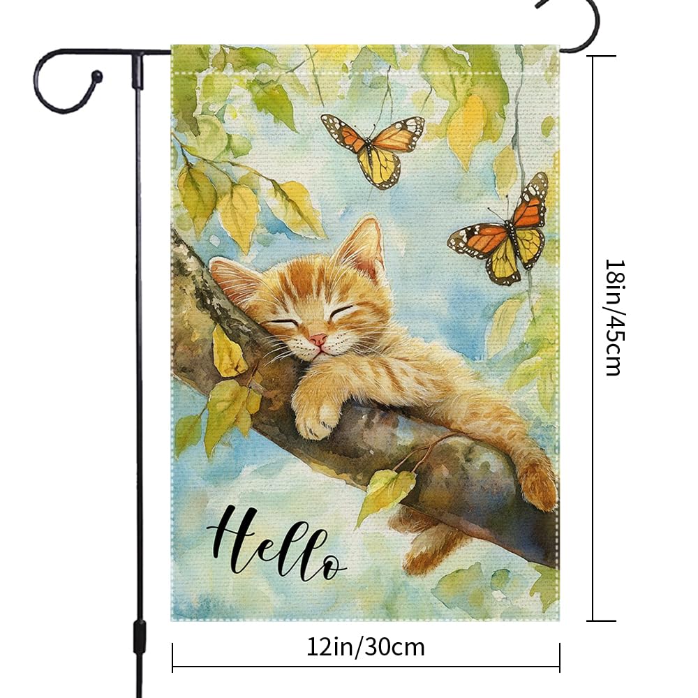 RMXJKIIU Hello Spring Garden Flag branch scene evokes tranquil spring vibes outdoors.