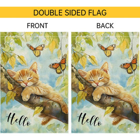 RMXJKIIU Hello Spring Garden Flag burlap texture adds rustic farmhouse charm.
