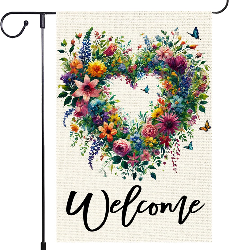 RMXJKIIU flowers heart pattern garden flag boosts curb appeal with colorful blooms