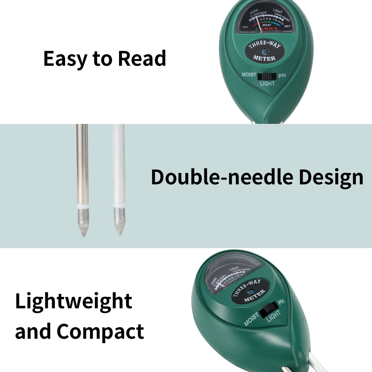 Rngeo soil hygrometer probes in soil image highlights hands-on garden management.