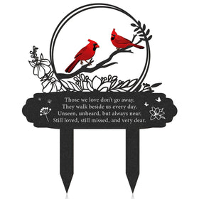 Rngmsi Cardinal Grave Decor in outdoor yard setting, durable metal stake for lasting tribute.