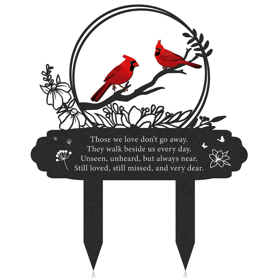 Rngmsi Cardinal Grave Decor in outdoor yard setting, durable metal stake for lasting tribute.
