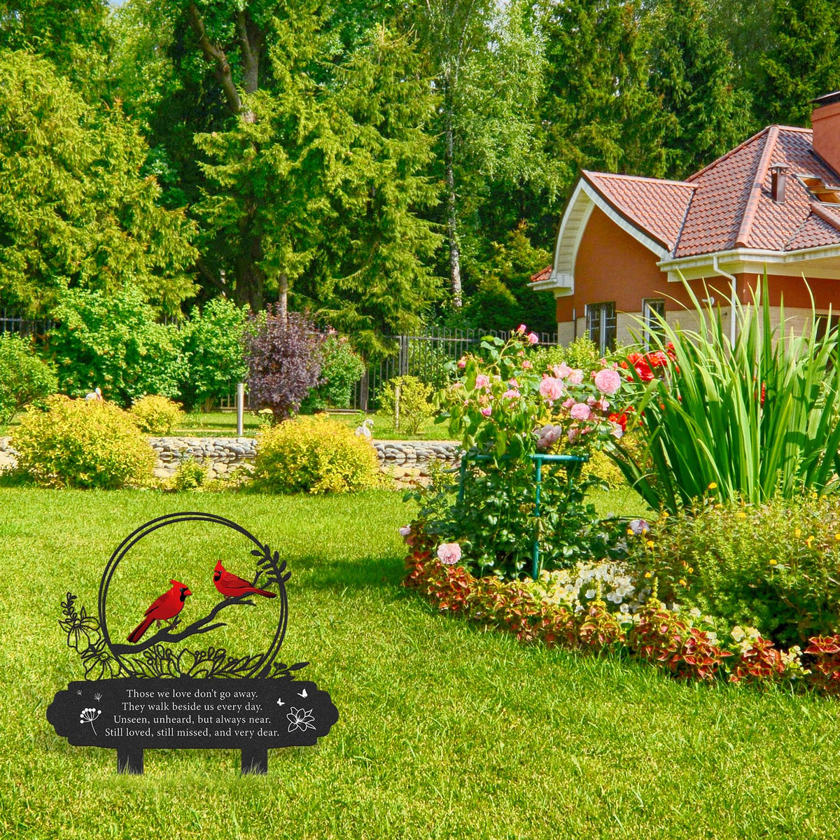 Rngmsi Cardinal Grave Decor ideal for yards and cemeteries, a serene memorial marker.