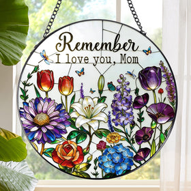 Rngmsi stained glass window hanging with flowers and butterflies casts warm color light in your window