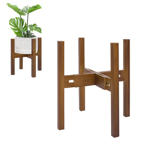 Rnined adjustable plant stand holding 8–12 inch pot for a stable living room display