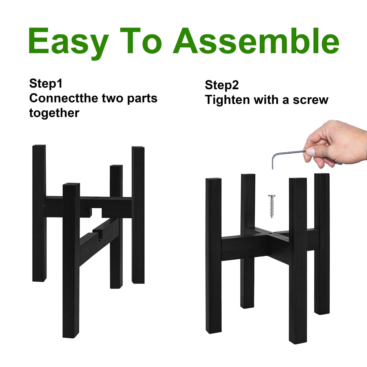 Rnined easy-assembly plant stand with included Allen key.