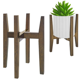 Rnined bamboo plant stand side view shows stable indoor display
