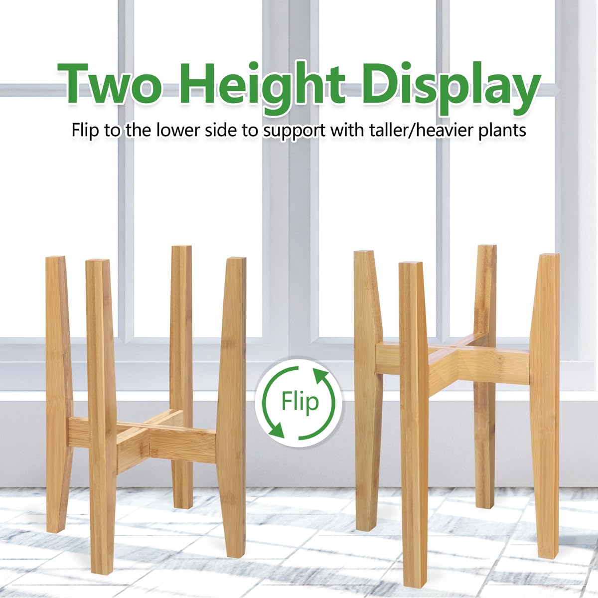 Rnined bamboo stand close-up reveals smooth surface and easy cleaning.