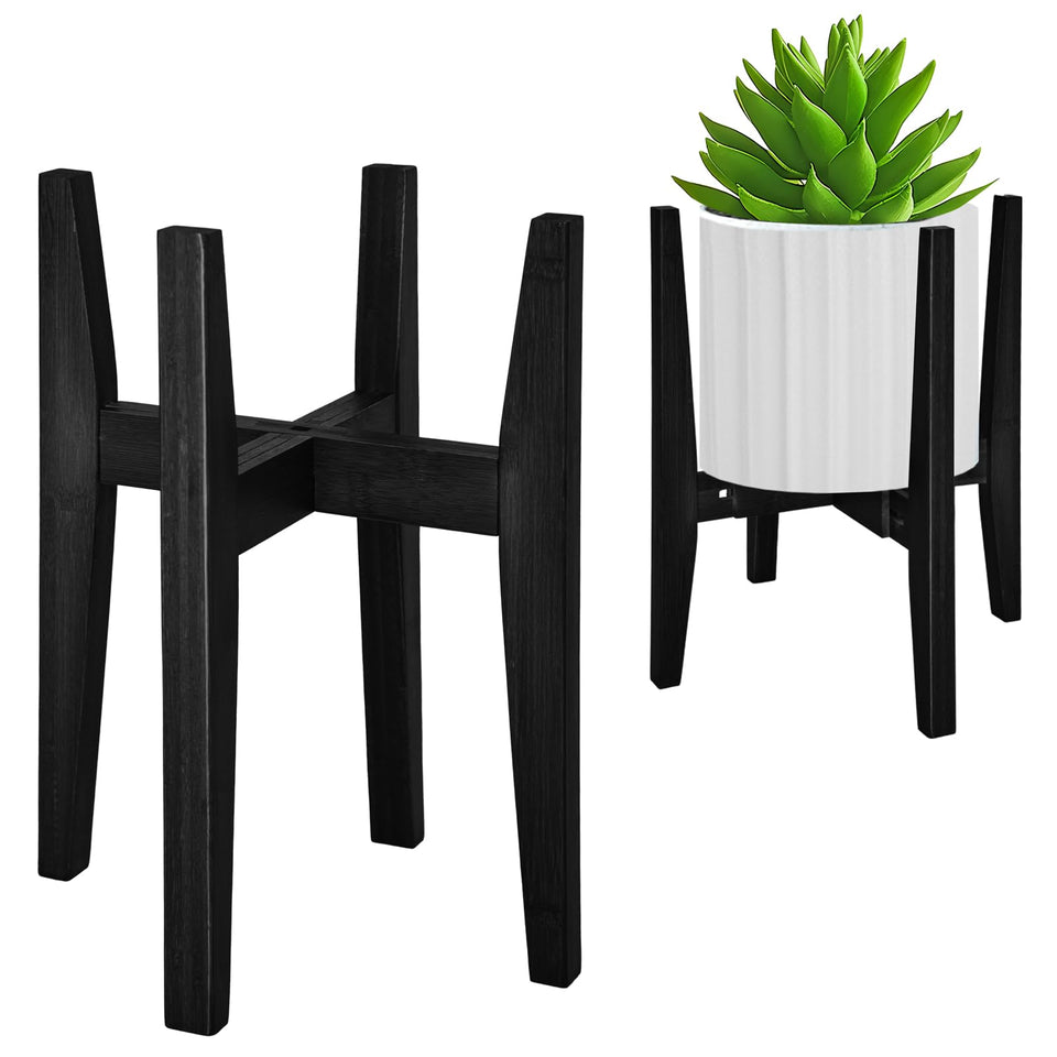 Rnined plant stand indoor display with mid-century charm.