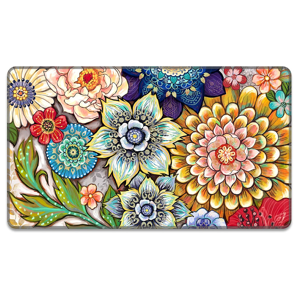 Rnivvi front door mat with mandala flower design greets guests at the entrance