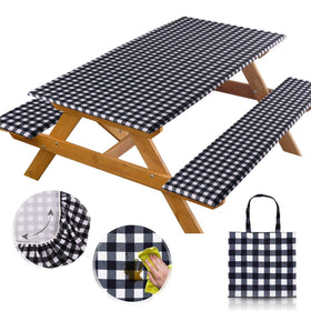 RNOONY 6ft picnic table cover on table, tidy surface and spill protection