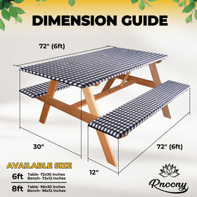 RNOONY bench covers on benches, protects seating and simplifies cleanup
