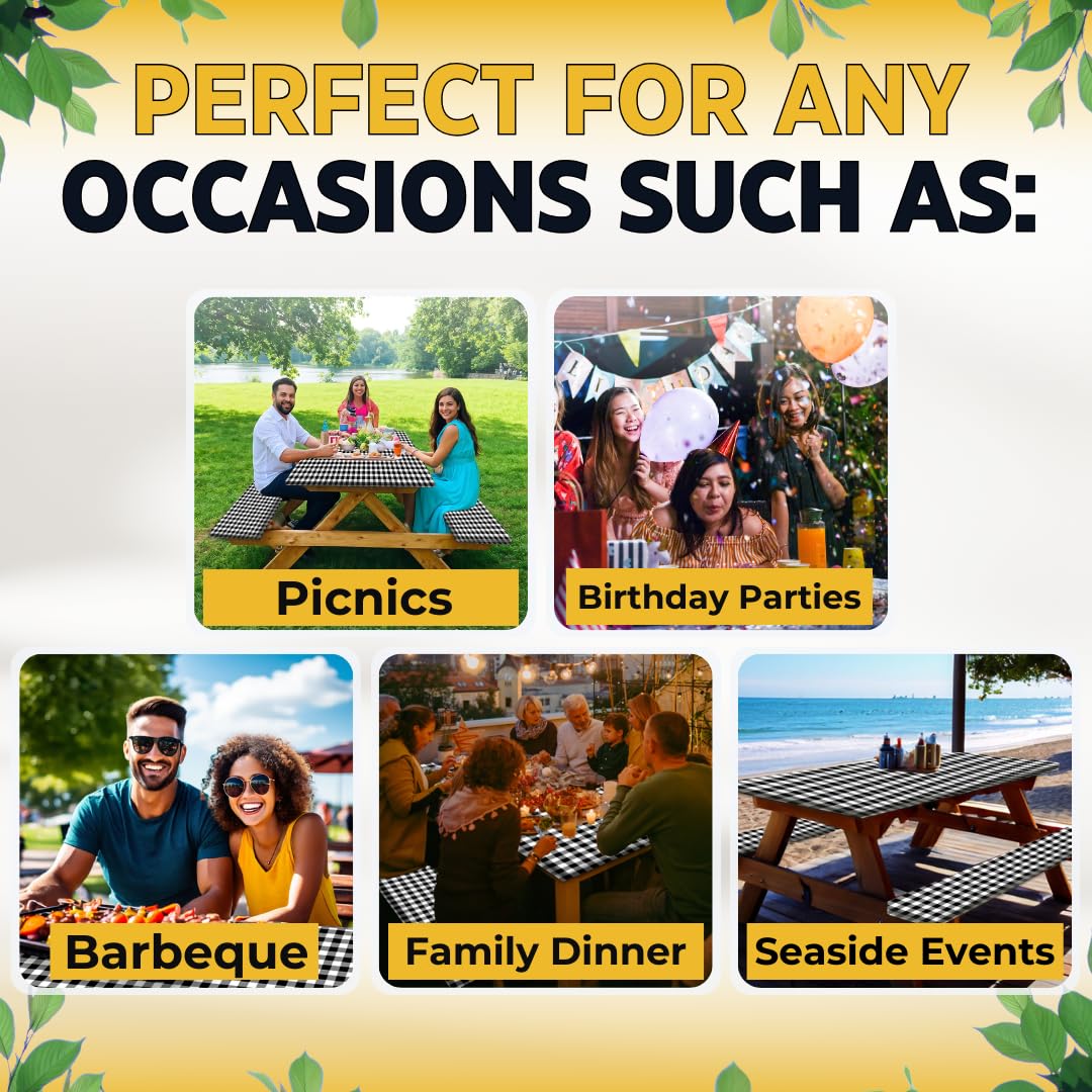 RNOONY black color picnic table cover blends with spaces and gear