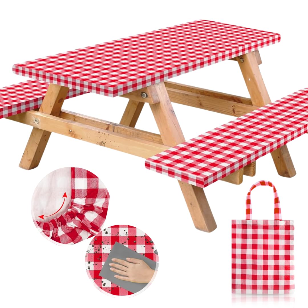RNOONY red checkered 72x30 table cover protects from spills and dirt