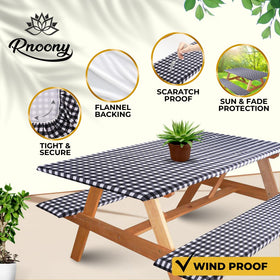 RNOONY wrinkle-free elastic edge maintains a neat outdoor table setup