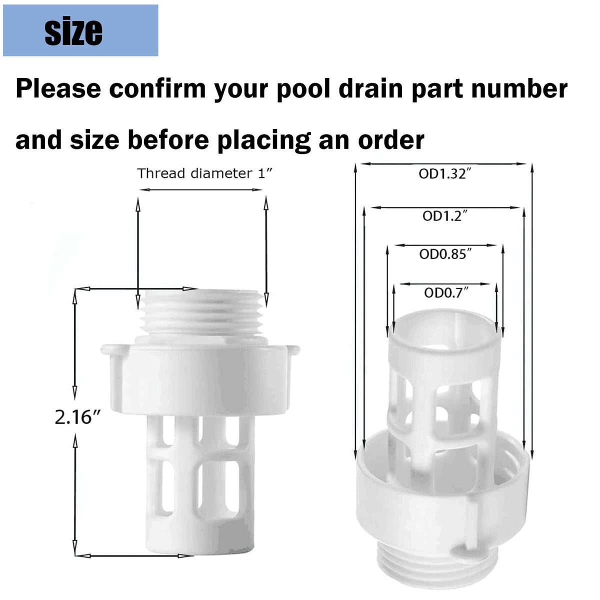 RO6G Intex round pool adapter provides secure, leak-free water drainage