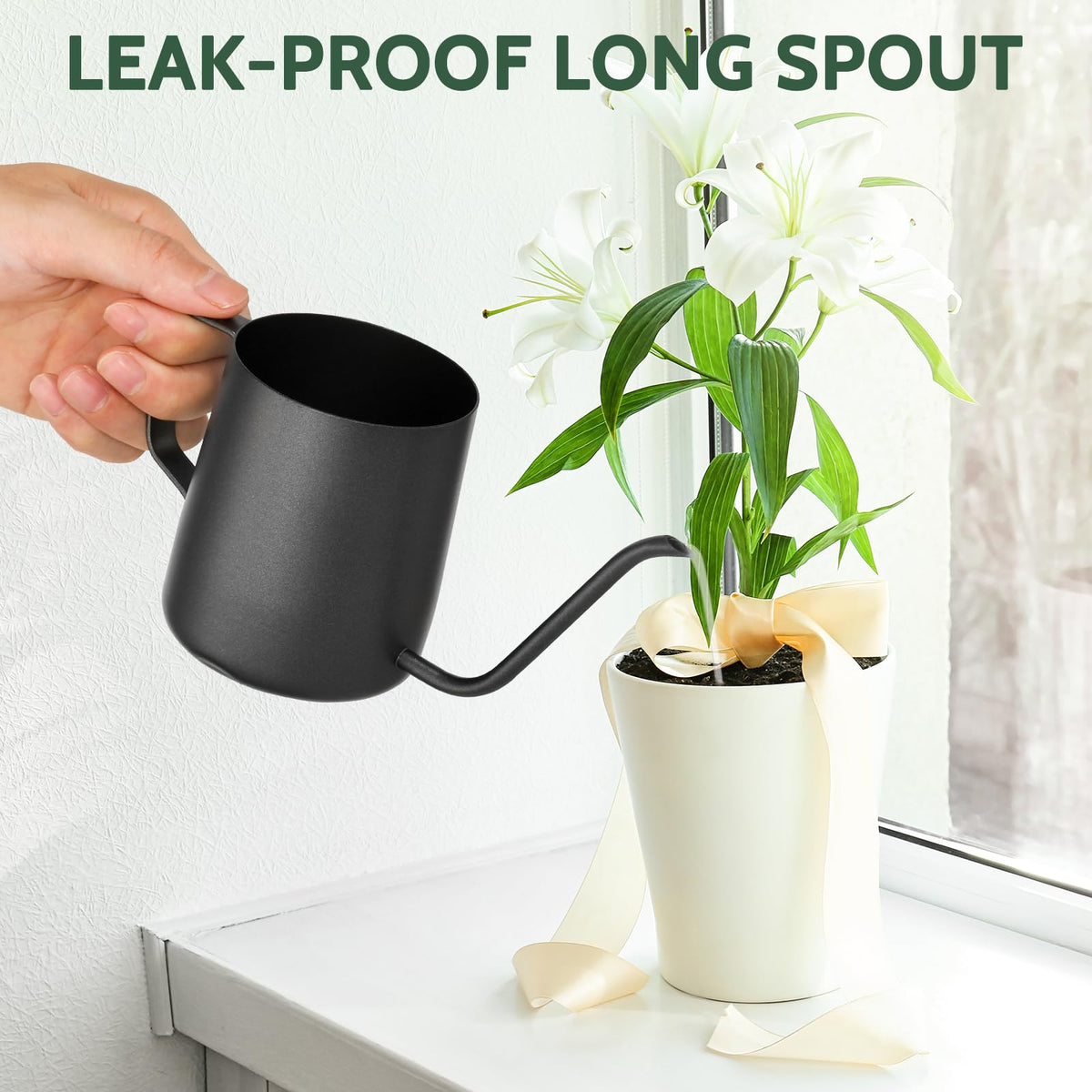 Roamall teflon-coated rust-proof watering can stays sleek and durable