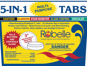 Robelle tabs in a float provide routine sanitization for busy pools