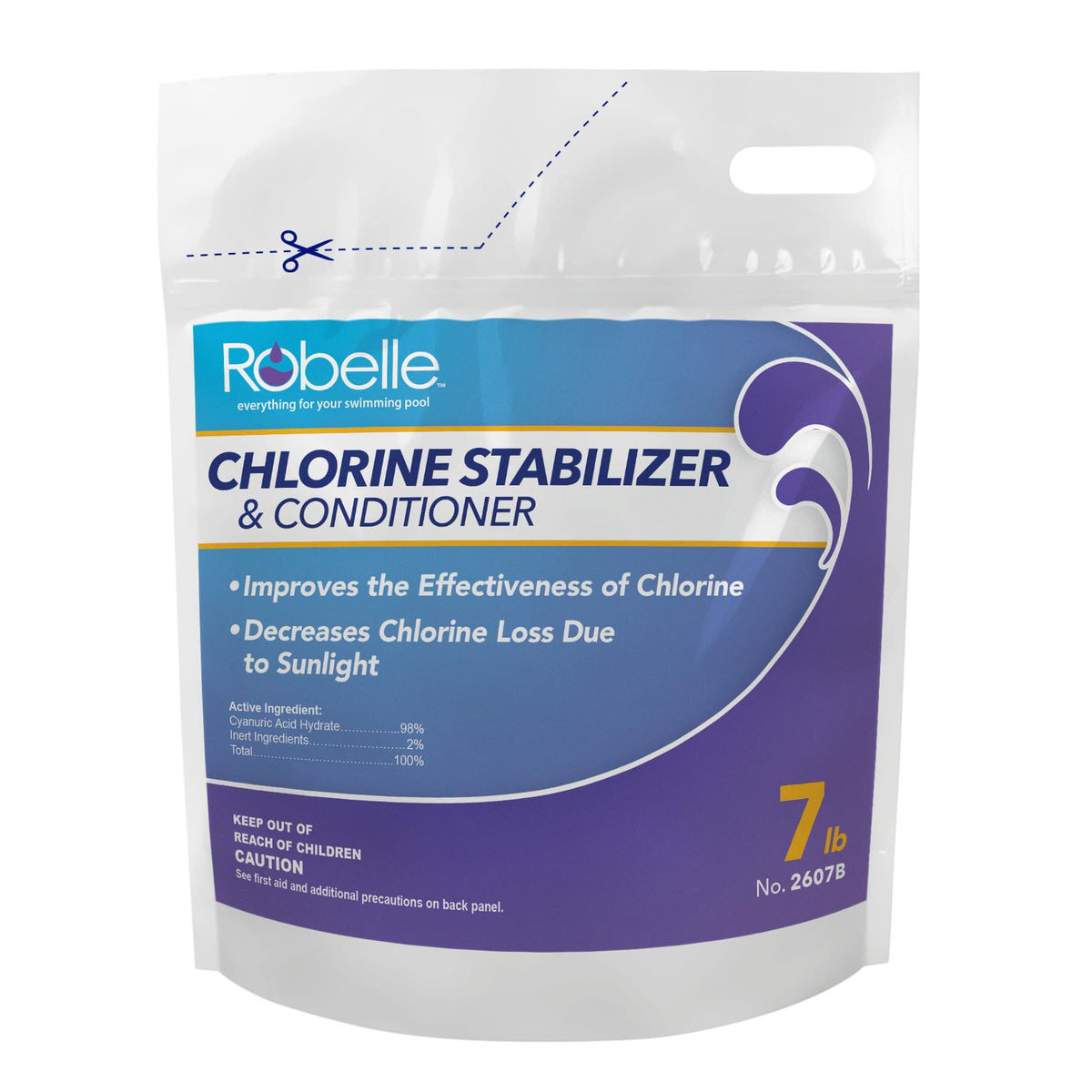 Robelle 7-Pounds bottle stabilizes pool chlorine for longer life