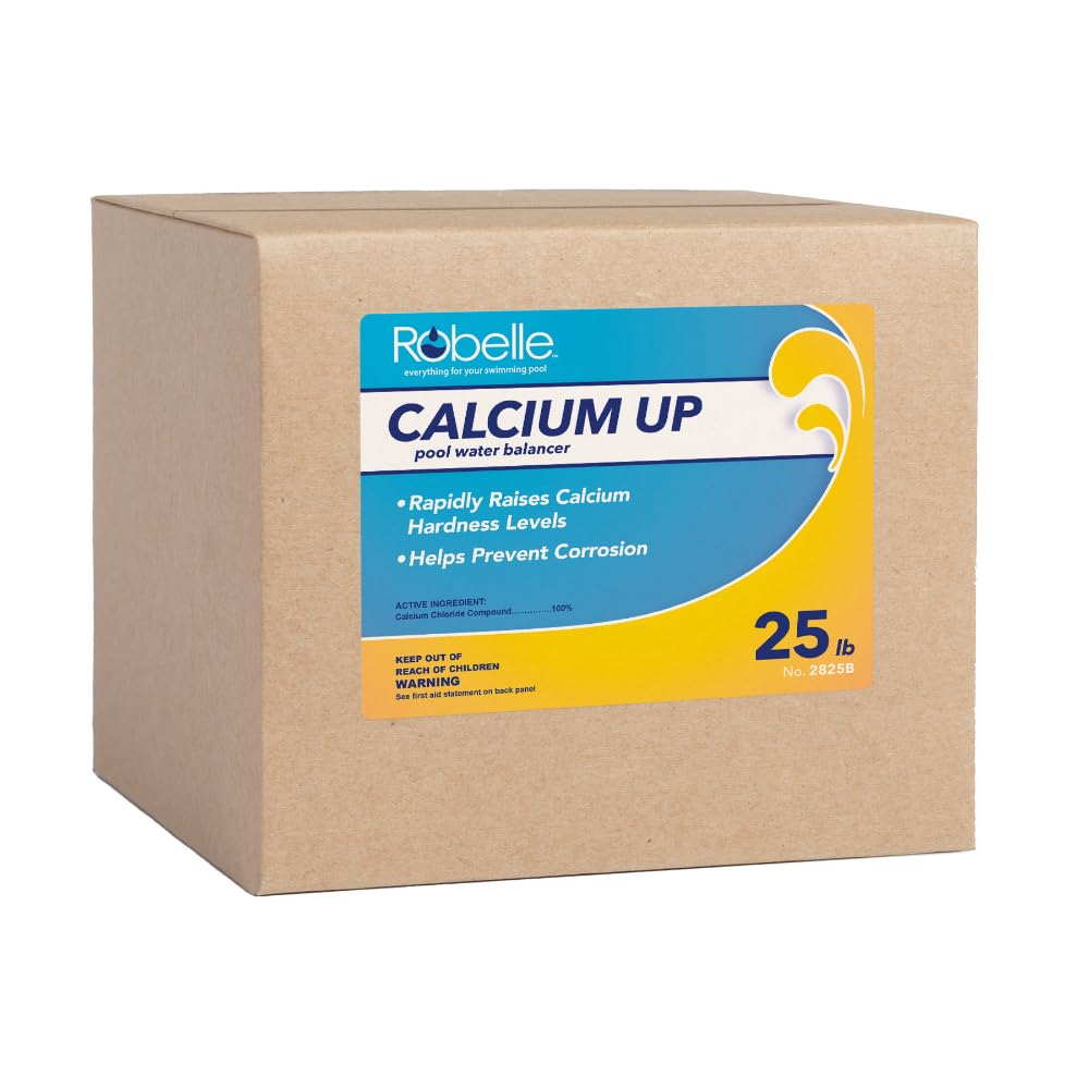 Robelle Calcium Up 25lb bag shown for quick pool hardness adjustment.