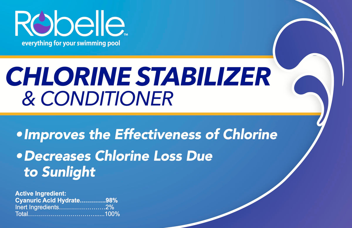 Robelle stabilizer dissolving in skimmer showing rapid dispersion for chlorine protection