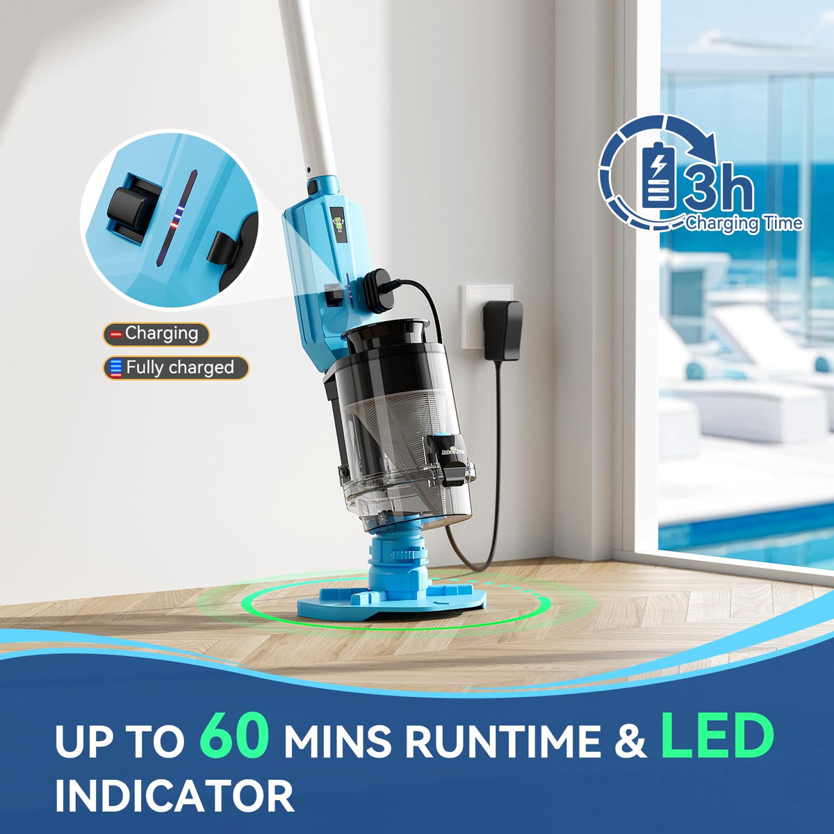 ROBOKLEEN operates in shallow water for stairs and steps cleaning.